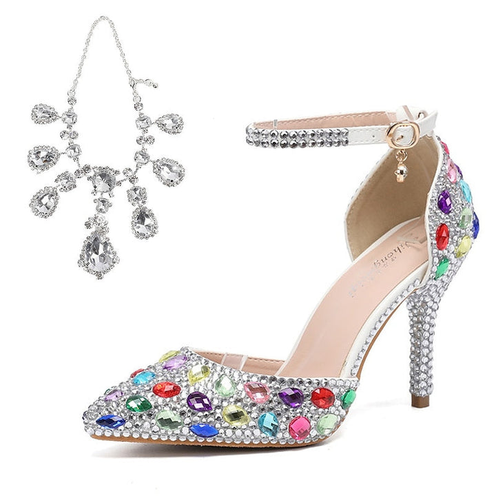 Escarpins de Mariage pour Femmes Chaussures de Mariée à Paillettes et Cristaux