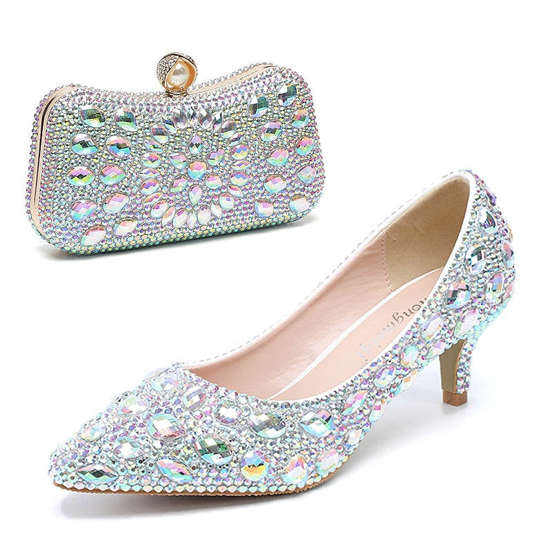 Chaussures de Mariage pour Femmes Escarpins Bling Bling Chaussures Chaussures Habillées Chaussures de Mariée à Paillettes et Cristaux