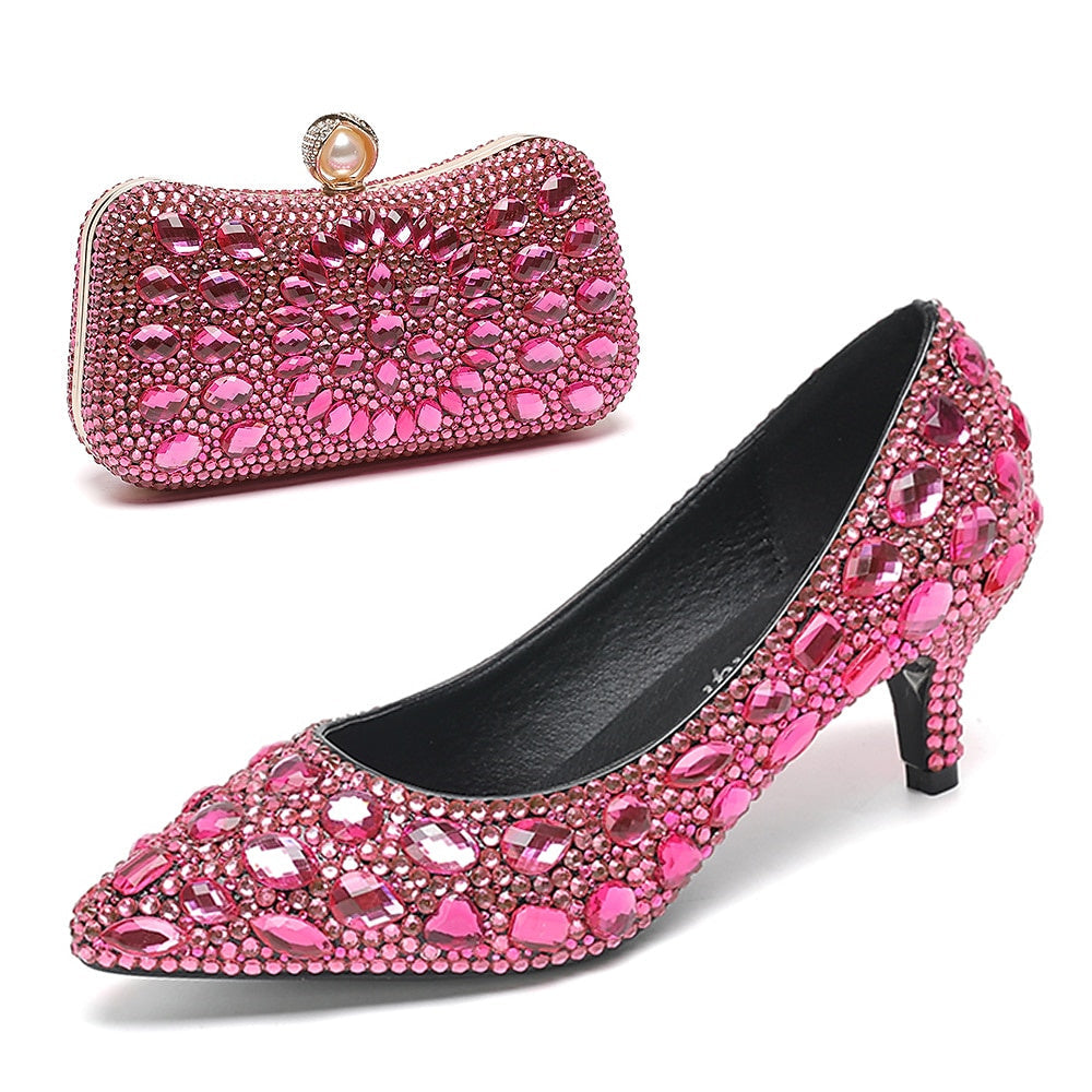 Chaussures de Mariage pour Femmes Escarpins Bling Bling Chaussures Chaussures Habillées Chaussures de Mariée à Paillettes et Cristaux
