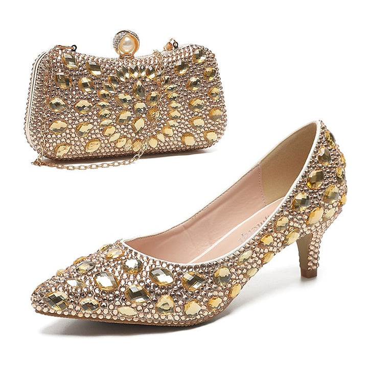 Chaussures de Mariage pour Femmes Escarpins Bling Bling Chaussures Chaussures Habillées Chaussures de Mariée à Paillettes et Cristaux