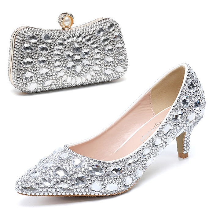 Chaussures de Mariage pour Femmes Escarpins Bling Bling Chaussures Chaussures Habillées Chaussures de Mariée à Paillettes et Cristaux