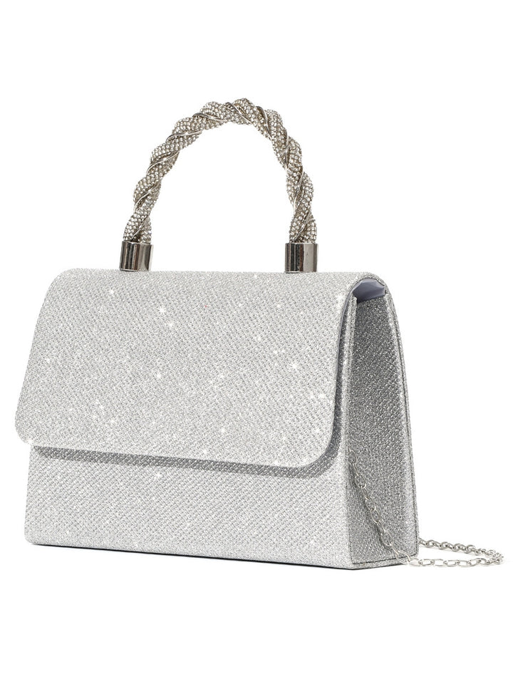 Sacs de Soirée en Polyester à Plusieurs Compartiments, Couleur Unie, avec Motif de Chaîne et Nœud