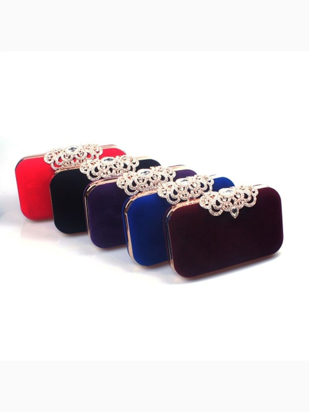 Pochettes en Velours Bordeaux Rétro Élégantes avec Strass