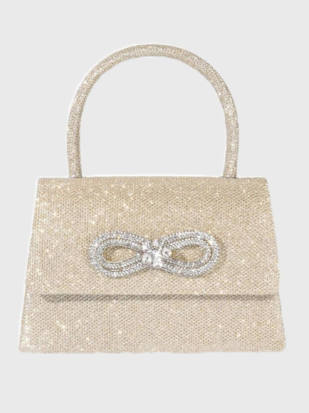 Sac à Main Rose Pailleté avec Nœud en Strass