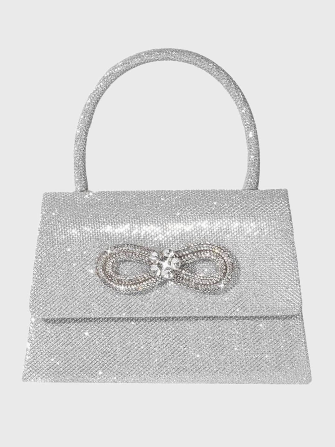Sac à Main Rose Pailleté avec Nœud en Strass