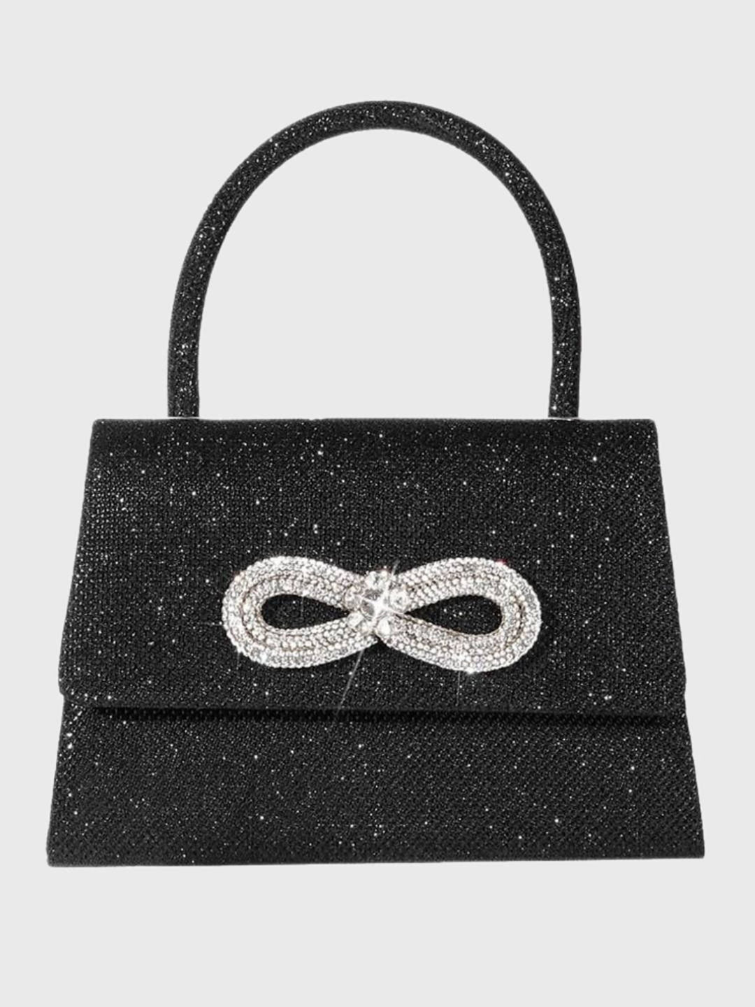 Sac à Main Rose Pailleté avec Nœud en Strass