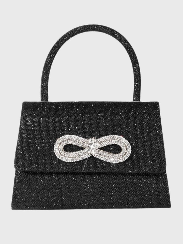 Sac à Main Rose Pailleté avec Nœud en Strass