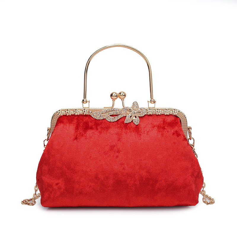 Pochette de Soirée Haut de Gamme en Velours Bordeaux Raffinée