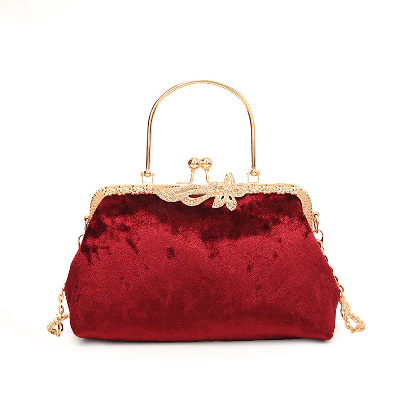 Pochette de Soirée Haut de Gamme en Velours Bordeaux Raffinée