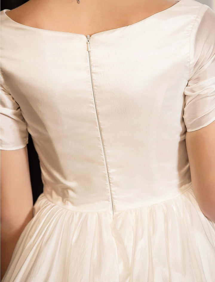 Robe de Mariée en Dentelle à Col en V et Longueur Thé