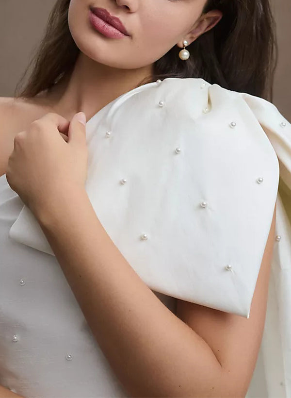 Robe de Mariée Mini Fourreau/Colonne à Une Épaule