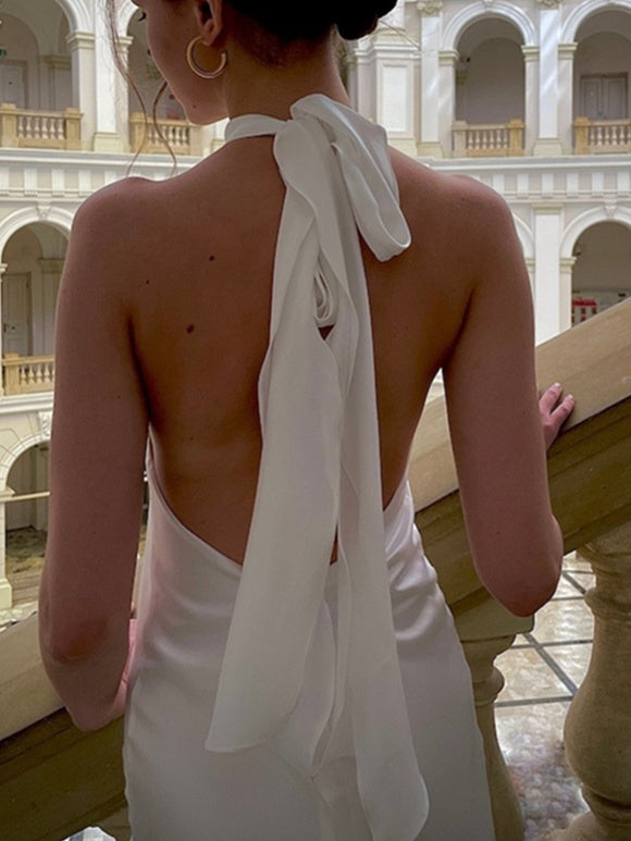 Robe de Mariée Sirène/Trompette à Licou et Longueur Au Sol