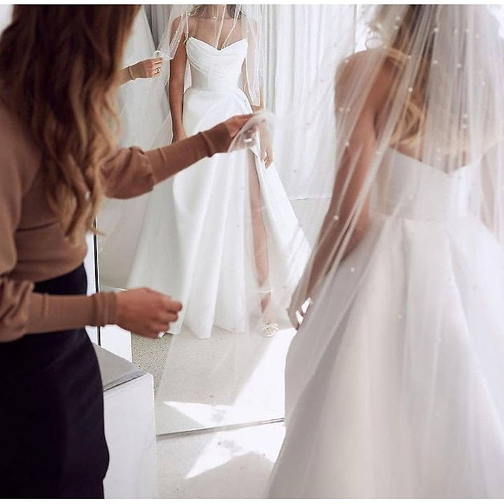 Robe de Mariée Coupe A-Line/Princesse, Décolleté en Cœur, Traîne Courte et Devant Fendu