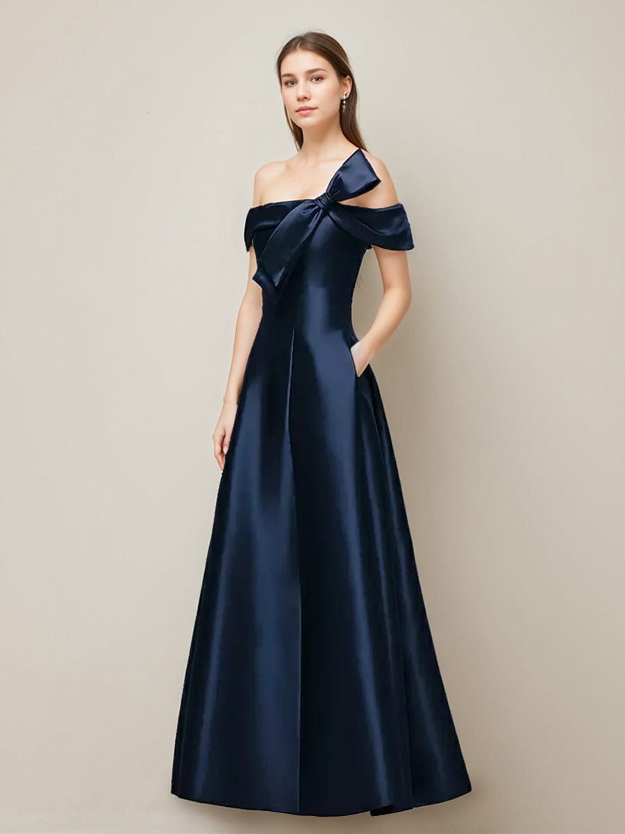 Ligne A/Princesse Romantic Hors de l'Épaule La Longueur du Sol Robes d'Invité de Mariage avec Bow