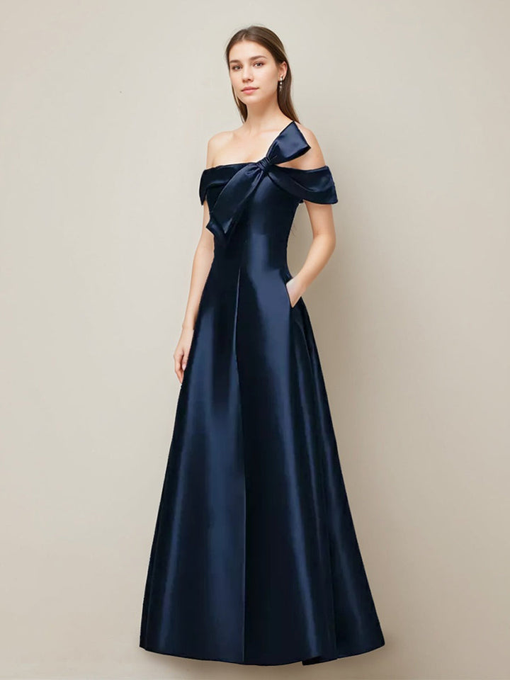 Ligne A/Princesse Romantic Hors de l'Épaule La Longueur du Sol Robes d'Invité de Mariage avec Bow