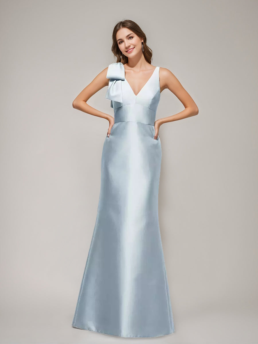 Trompette/Sirène Col en V Sans Manches La Longueur du Sol Robes d'Invité de Mariage avec Bow