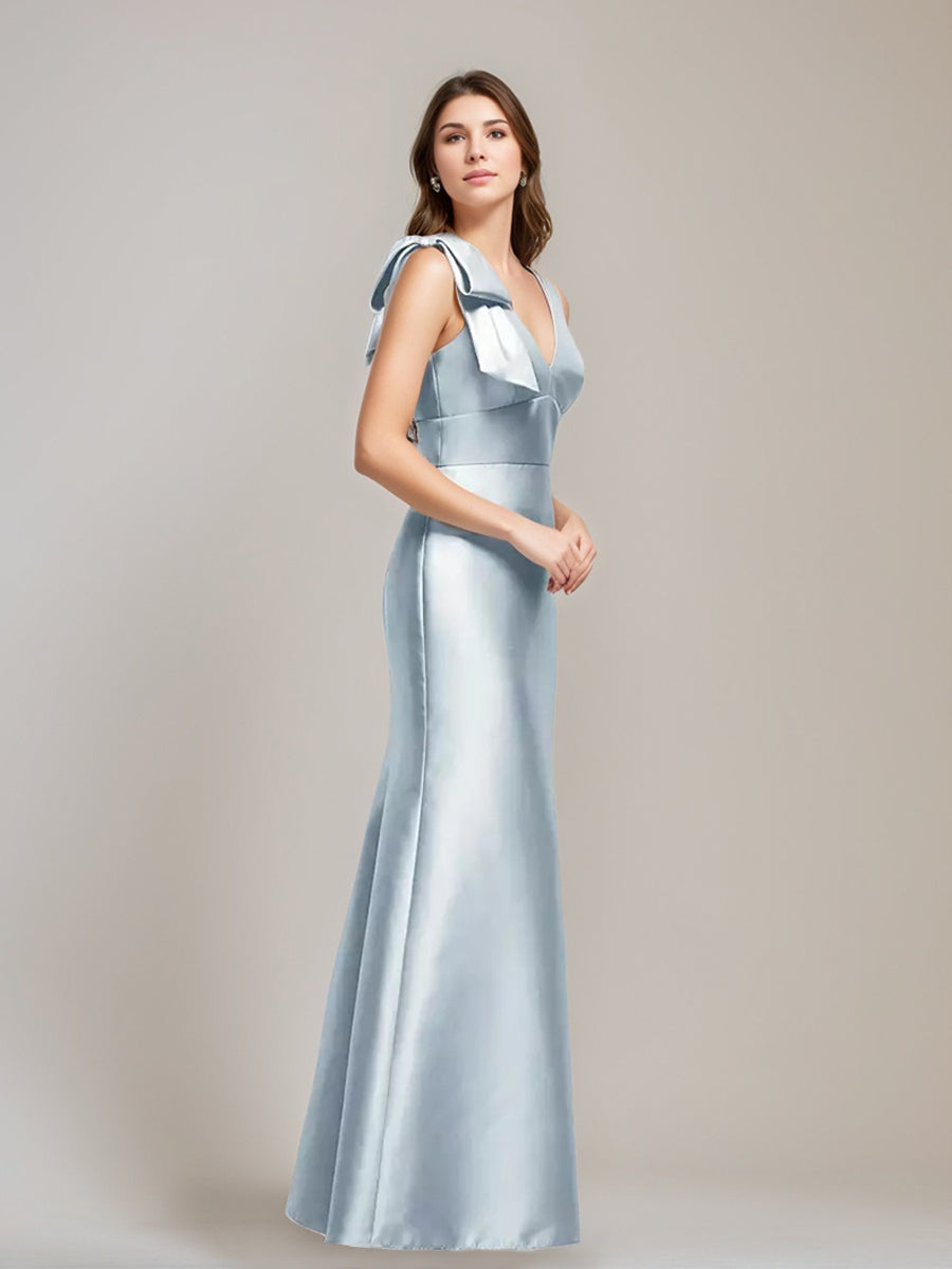 Trompette/Sirène Col en V Sans Manches La Longueur du Sol Robes d'Invité de Mariage avec Bow