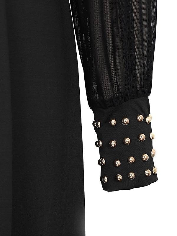 Col en V Manches Longues La Longueur du Sol Wedding Guest Jumpsuits avec Metallic Studs