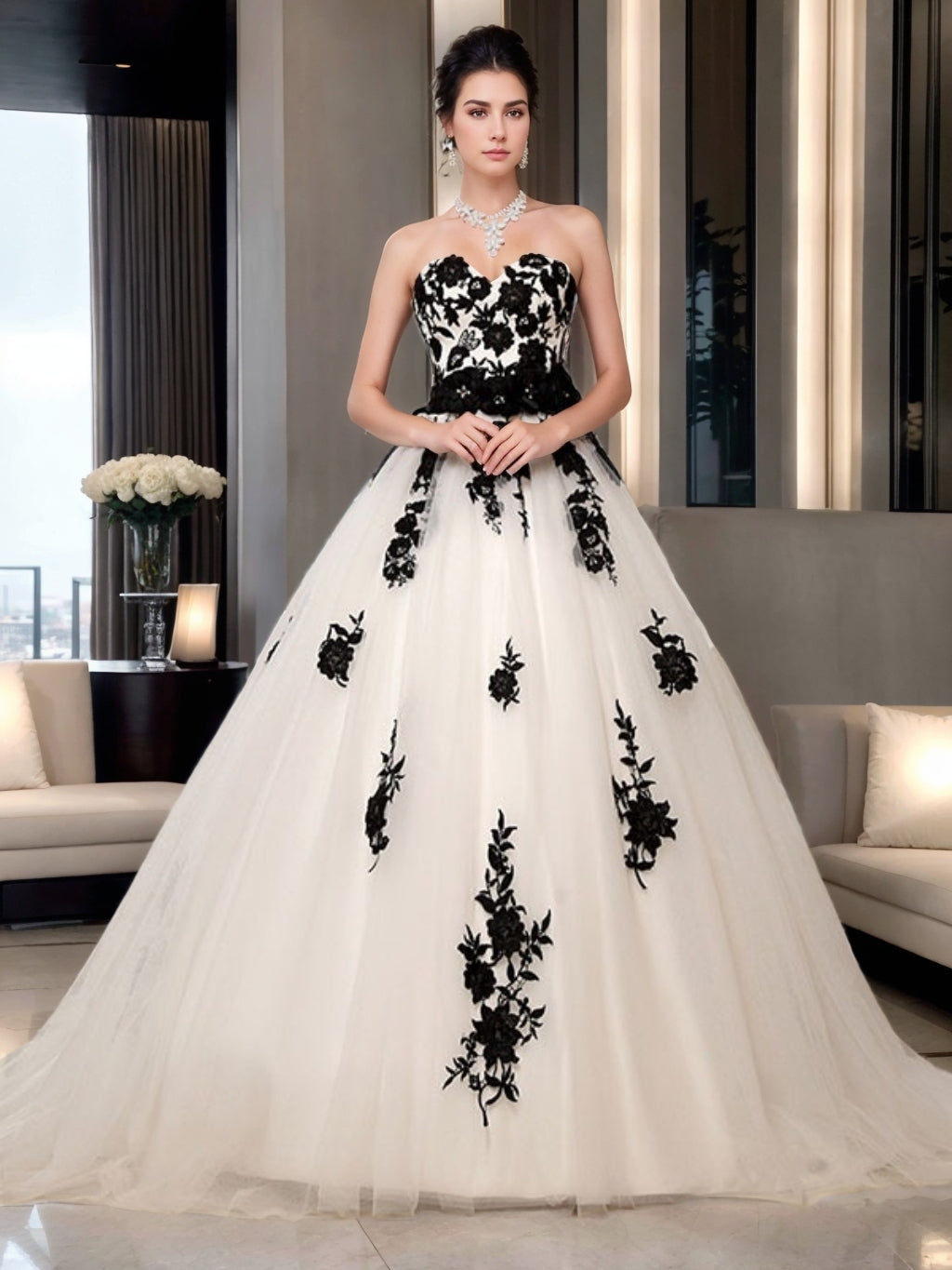 Robe De Bal, Décolleté Cœur, Sans Manches, Traîne Légère, Robe De Mariée Avec Appliques En Dentelle Et Nœud