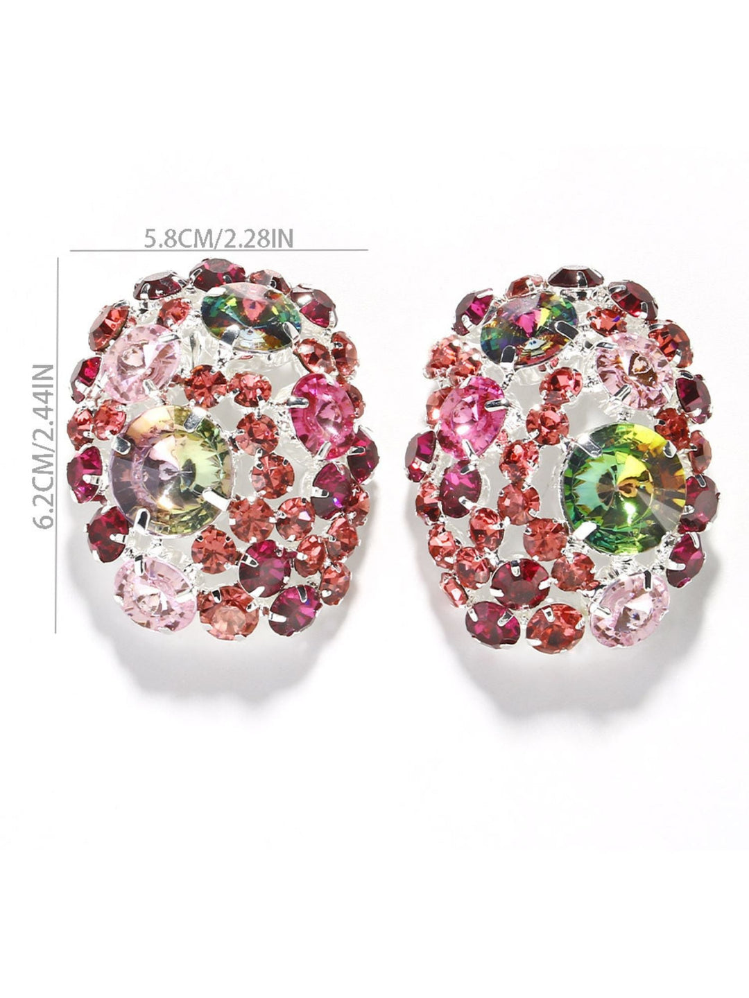 Grandes Boucles D'Oreilles de Scène Rondes Exagérées en Strass