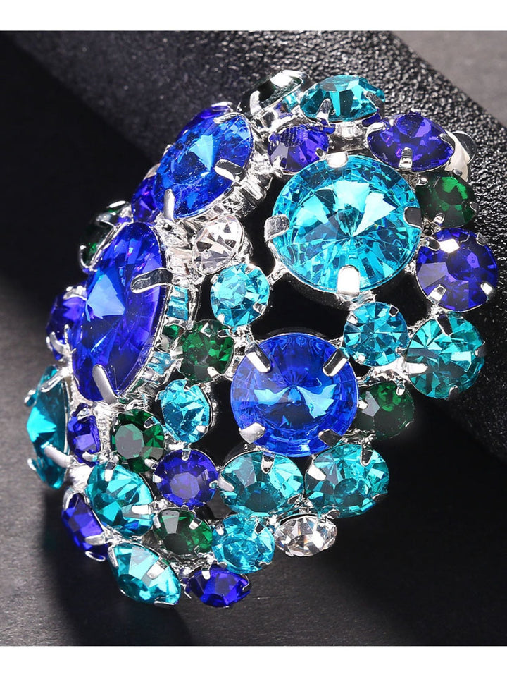 Grandes Boucles D'Oreilles de Scène Rondes Exagérées en Strass