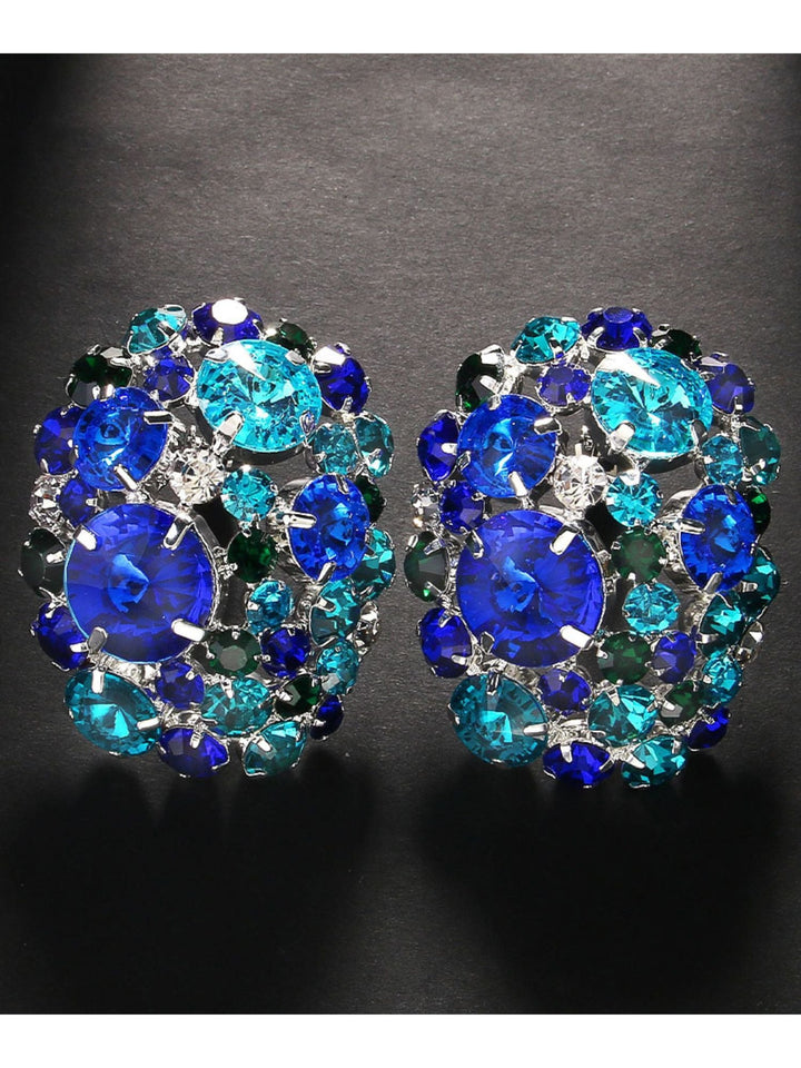 Grandes Boucles D'Oreilles de Scène Rondes Exagérées en Strass