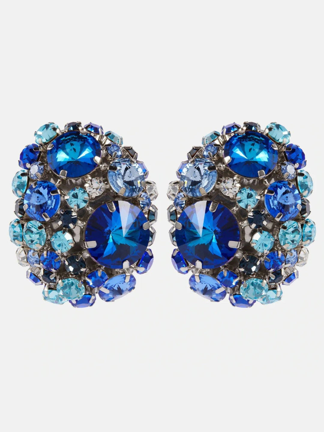 Grandes Boucles D'Oreilles de Scène Rondes Exagérées en Strass