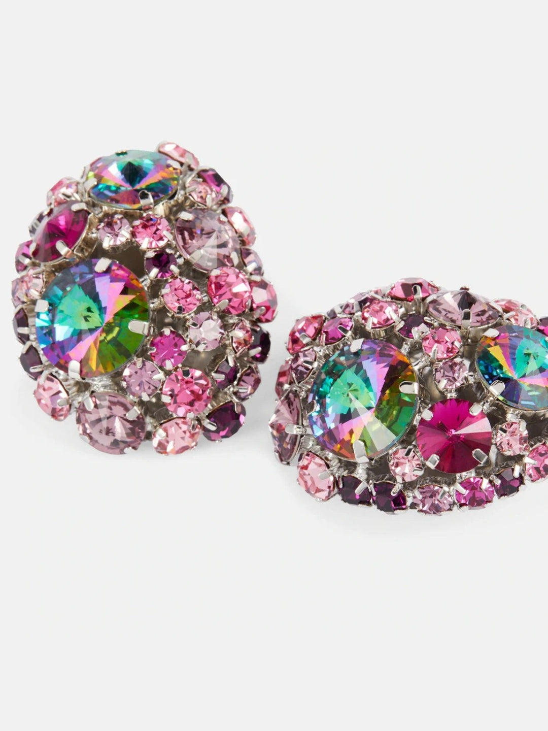 Grandes Boucles D'Oreilles de Scène Rondes Exagérées en Strass