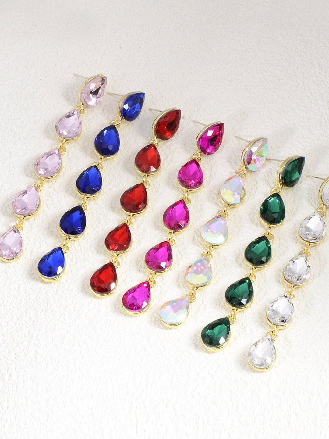 Boucles D'Oreilles Longues Minimalistes pour Femmes avec Strass en Forme de Larme