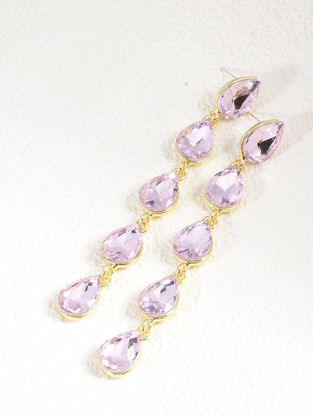 Boucles D'Oreilles Longues Minimalistes pour Femmes avec Strass en Forme de Larme