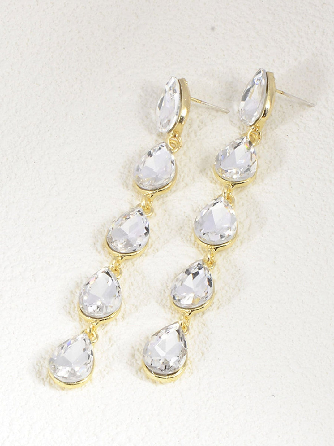 Boucles D'Oreilles Longues Minimalistes pour Femmes avec Strass en Forme de Larme