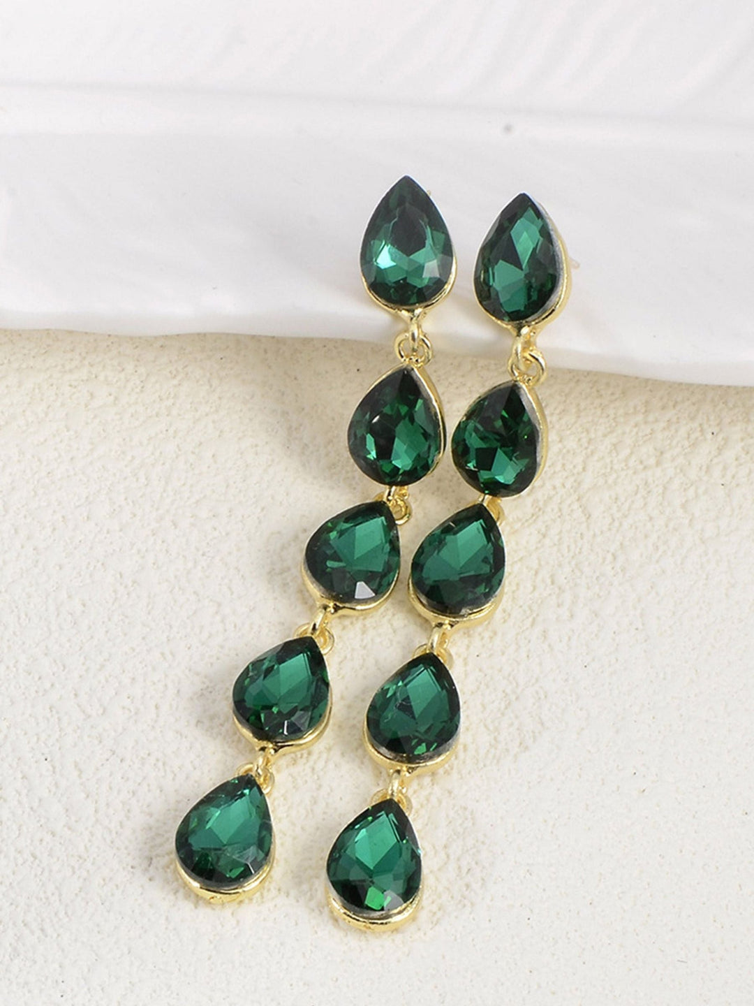 Boucles D'Oreilles Longues Minimalistes pour Femmes avec Strass en Forme de Larme