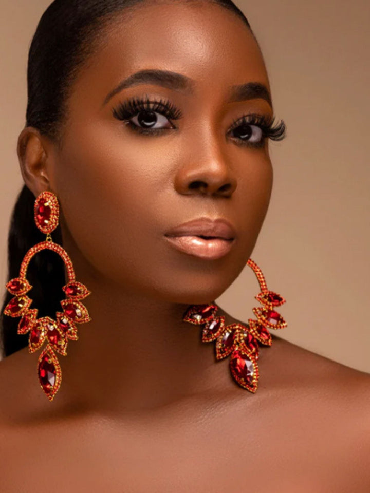 Boucles D'Oreilles Pendantes de Luxe Colorées et Scintillantes en Diamants pour Femmes