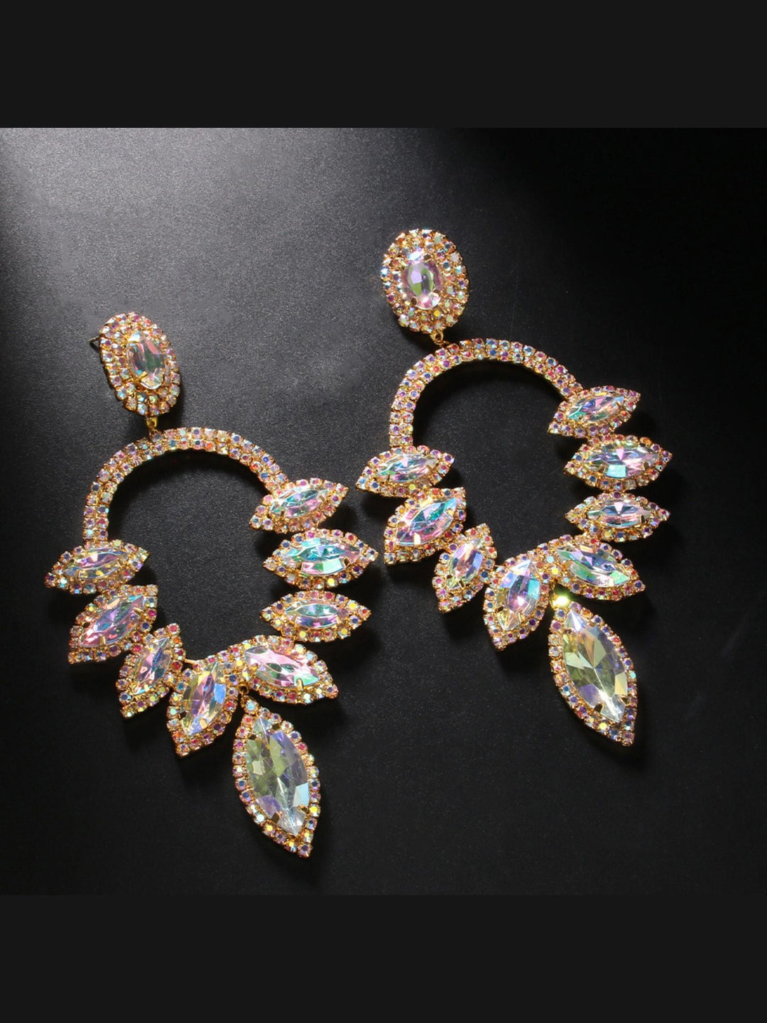 Boucles D'Oreilles Pendantes de Luxe Colorées et Scintillantes en Diamants pour Femmes