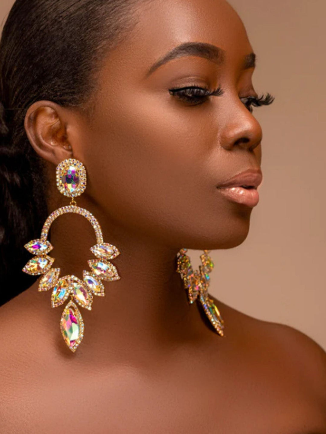 Boucles D'Oreilles Pendantes de Luxe Colorées et Scintillantes en Diamants pour Femmes