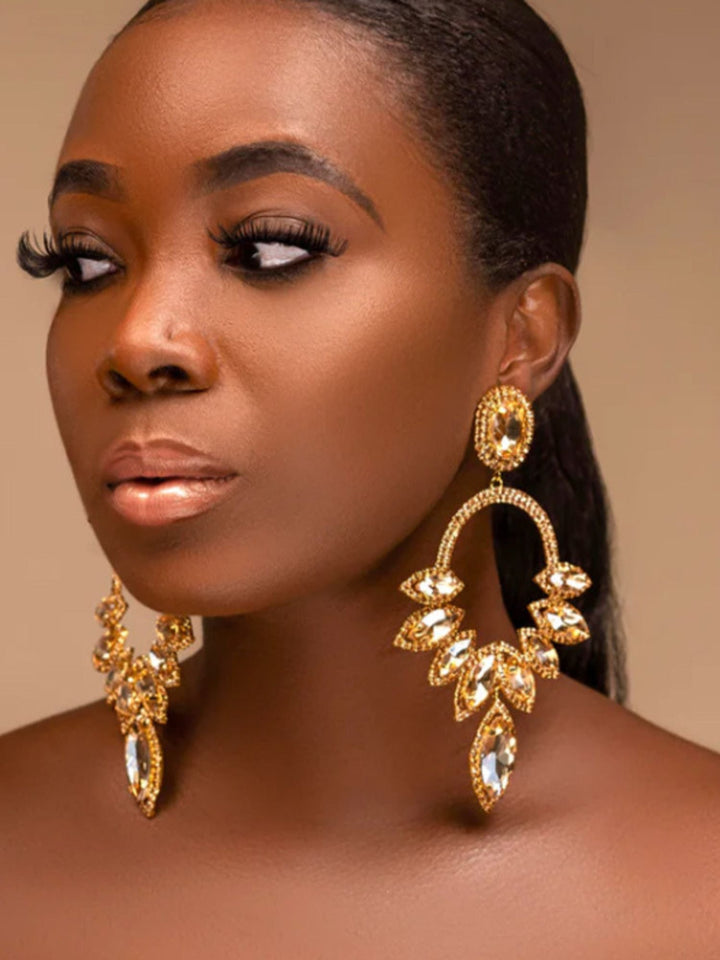 Boucles D'Oreilles Pendantes de Luxe Colorées et Scintillantes en Diamants pour Femmes