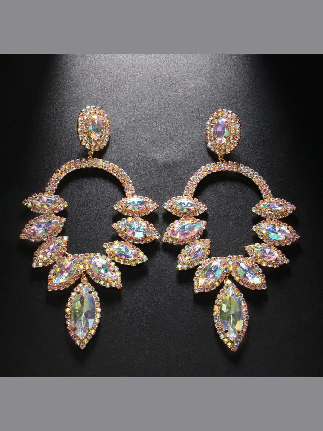 Boucles D'Oreilles Pendantes de Luxe Colorées et Scintillantes en Diamants pour Femmes