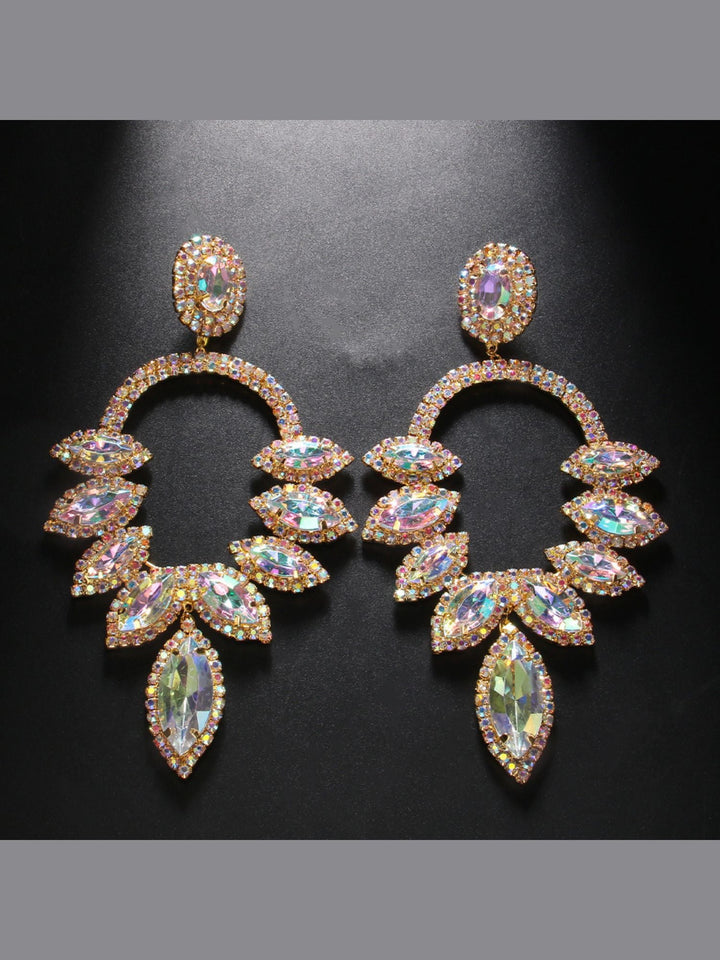 Boucles D'Oreilles Pendantes de Luxe Colorées et Scintillantes en Diamants pour Femmes