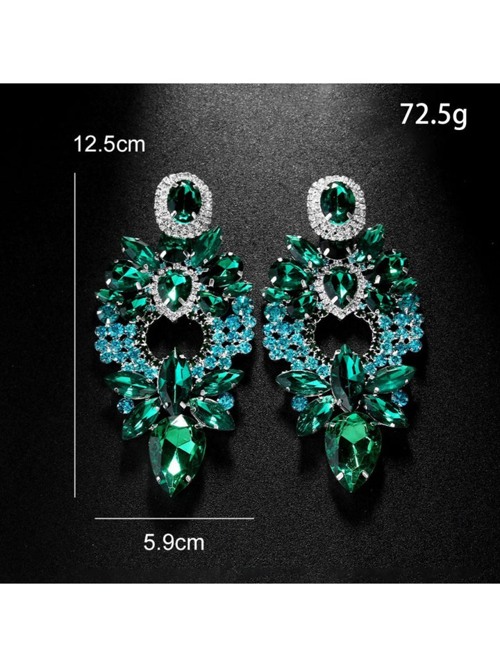 Boucles D'Oreilles Pendantes en Cristal Délicat de Haute Qualité Vert Émeraude