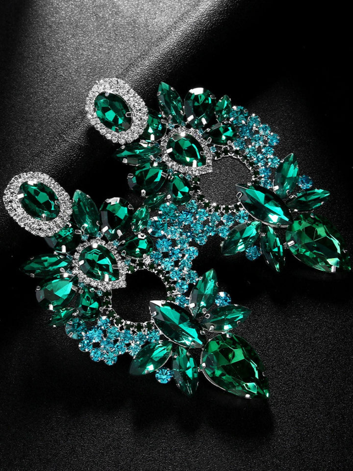 Boucles D'Oreilles Pendantes en Cristal Délicat de Haute Qualité Vert Émeraude