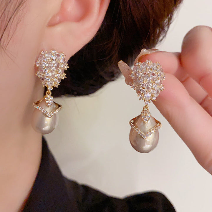 Boucles D'Oreilles de Luxe en Perles Artificielles de Champagne