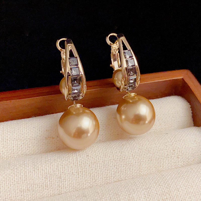 Boucles D'Oreilles Élégantes en Strass Minimalistes en Deux Parties