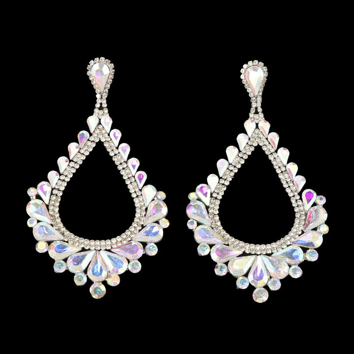 Boucles D'Oreilles en Forme de Goutte D'Eau Exagérée avec Strass en Verre Tendance