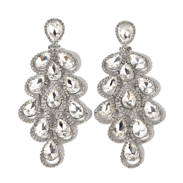 Boucles D'Oreilles Longues et Luxueuses à Strass Exagérés et Élégantes