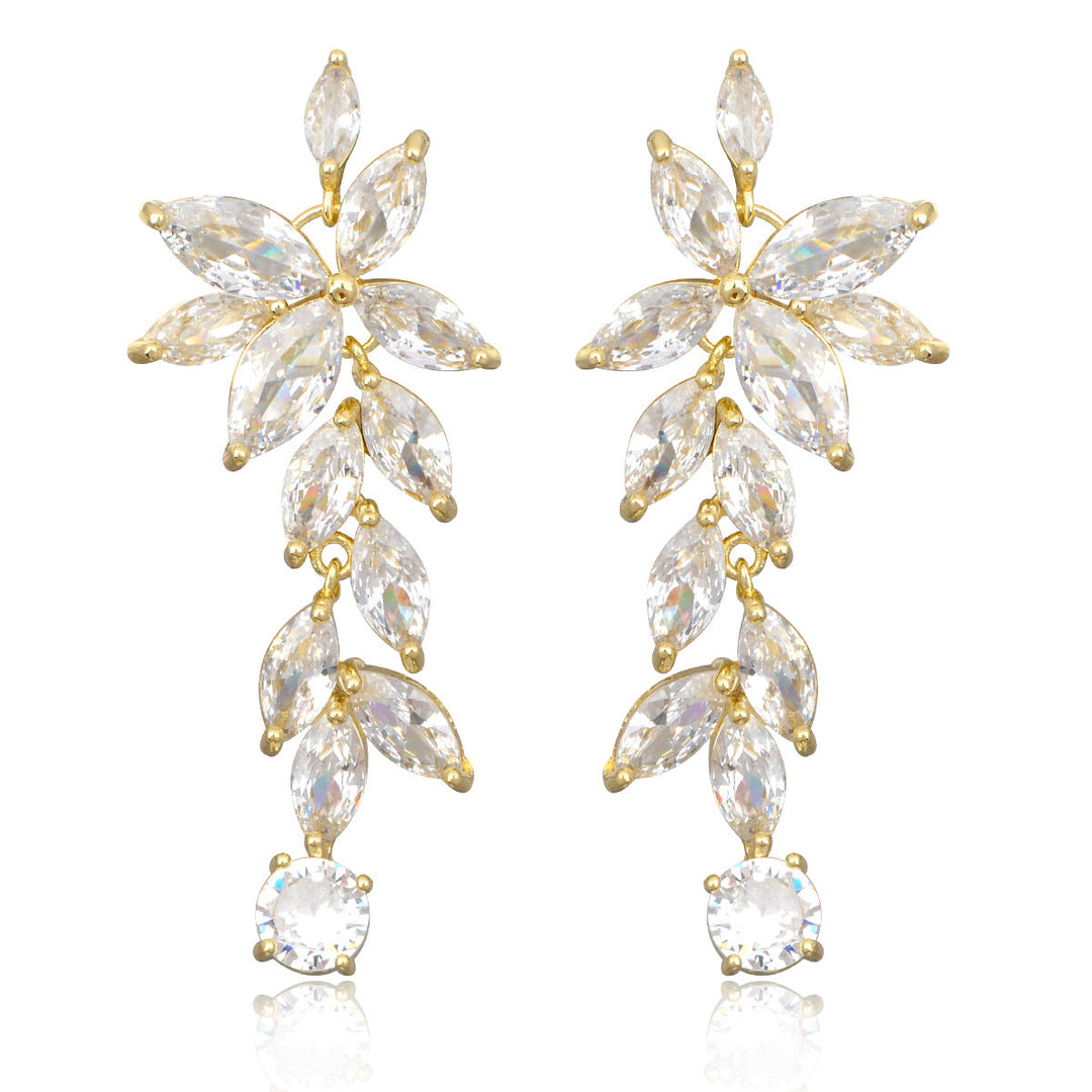 Boucles D'Oreilles Longues en Diamant Élégantes et Classiques pour Tous les Jours