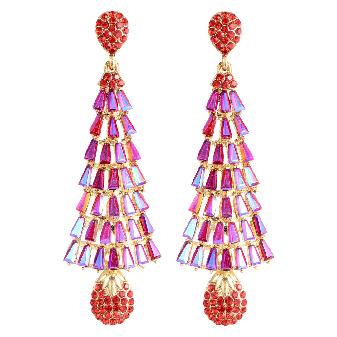 Boucles D'Oreilles Longues et Élégantes à Pampilles en Strass de Noël