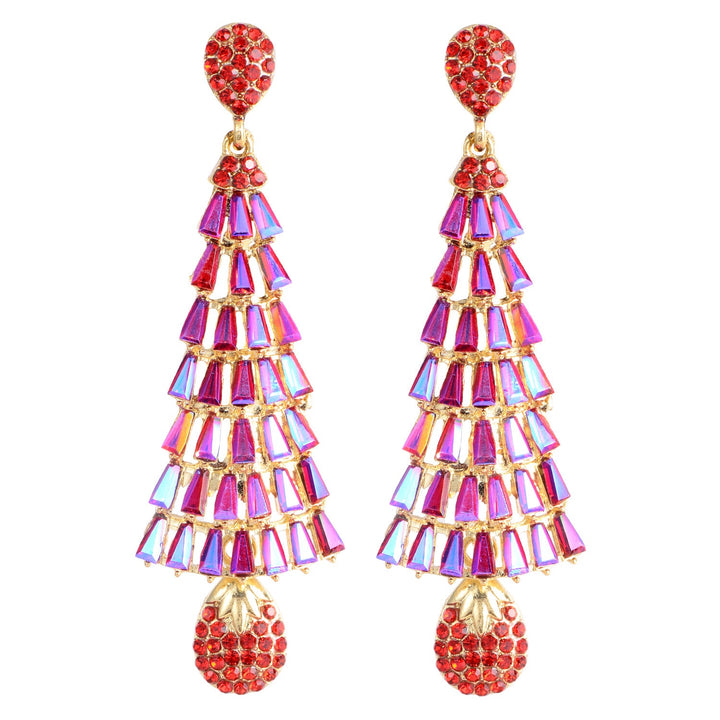 Boucles D'Oreilles Longues et Élégantes à Pampilles en Strass de Noël