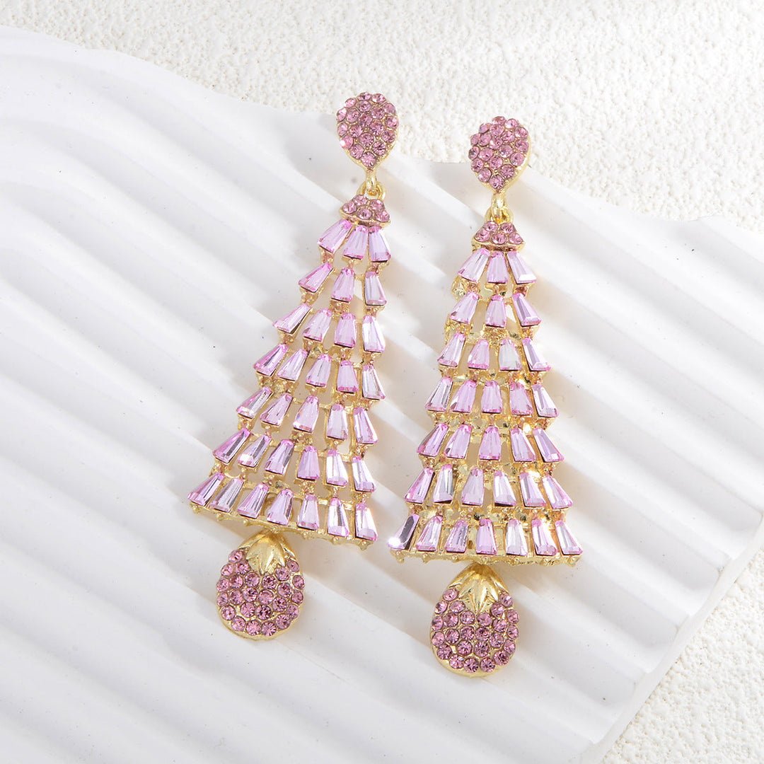 Boucles D'Oreilles Longues et Élégantes à Pampilles en Strass de Noël