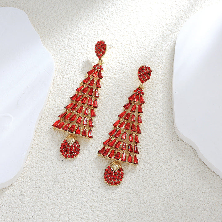 Boucles D'Oreilles Longues et Élégantes à Pampilles en Strass de Noël