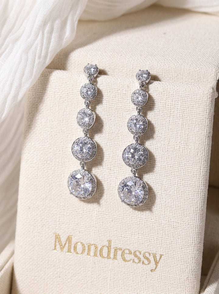 Boucles d'oreilles Élégantes et Magnifiques en Zircon Cubique pour Mariée et Demoiselle d'Honneur